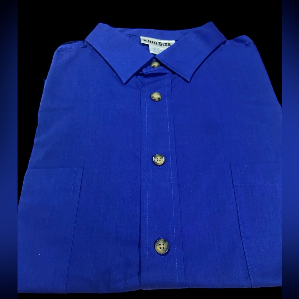 Men’s KING SIZE brand blue XL cotton poly short sleeve button shirt w/pockets